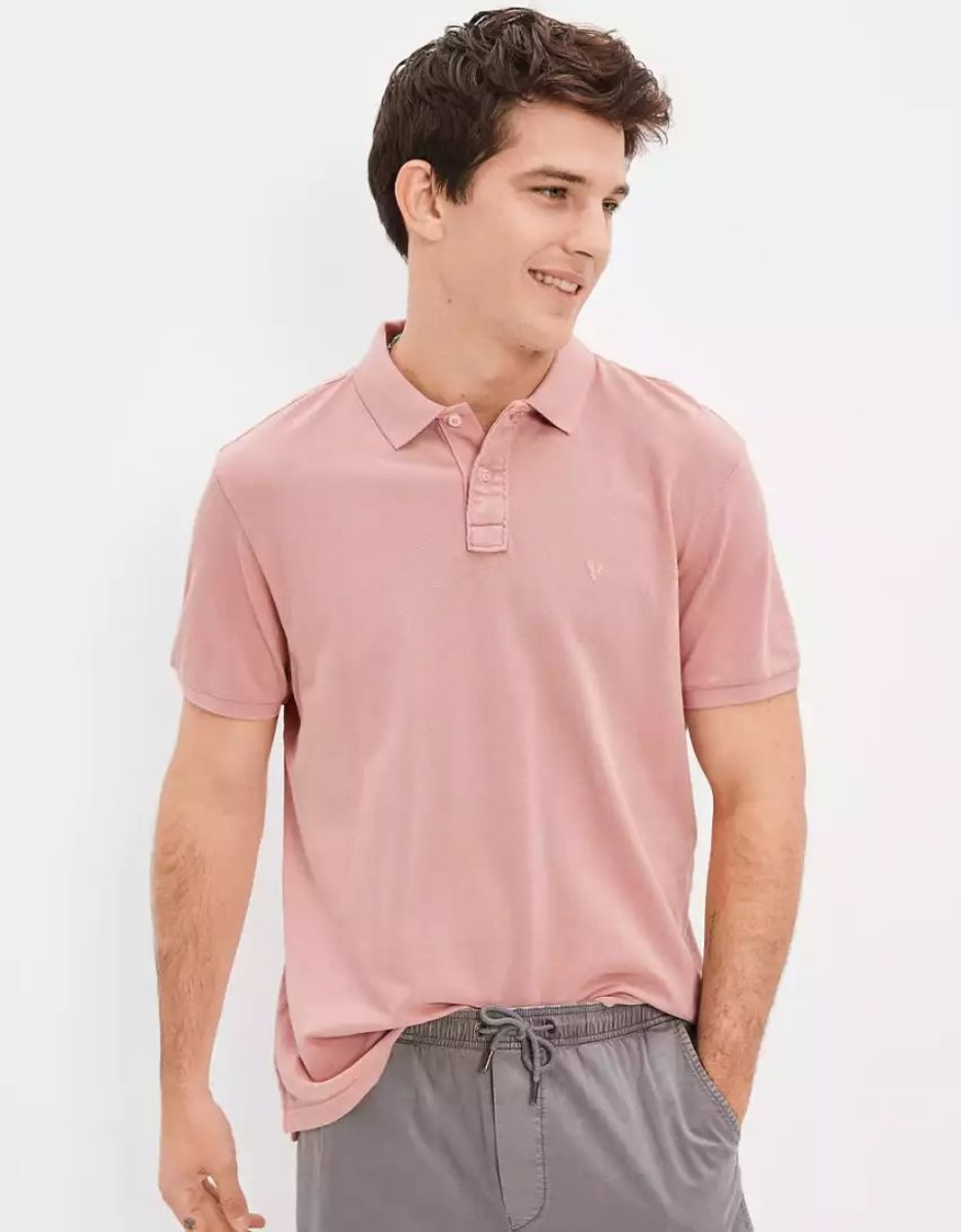 Polos American Eagle AE Super Soft Legend Pique Rose Homme | ABU-62727573